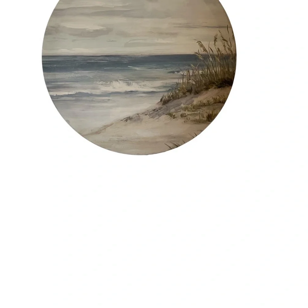 Coastal Landscape Round Wall Art - Blue and Gray (set of 2)